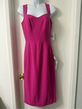 Dress the Population Bright Fuchsia Nicole Sweetheart Midi Dress